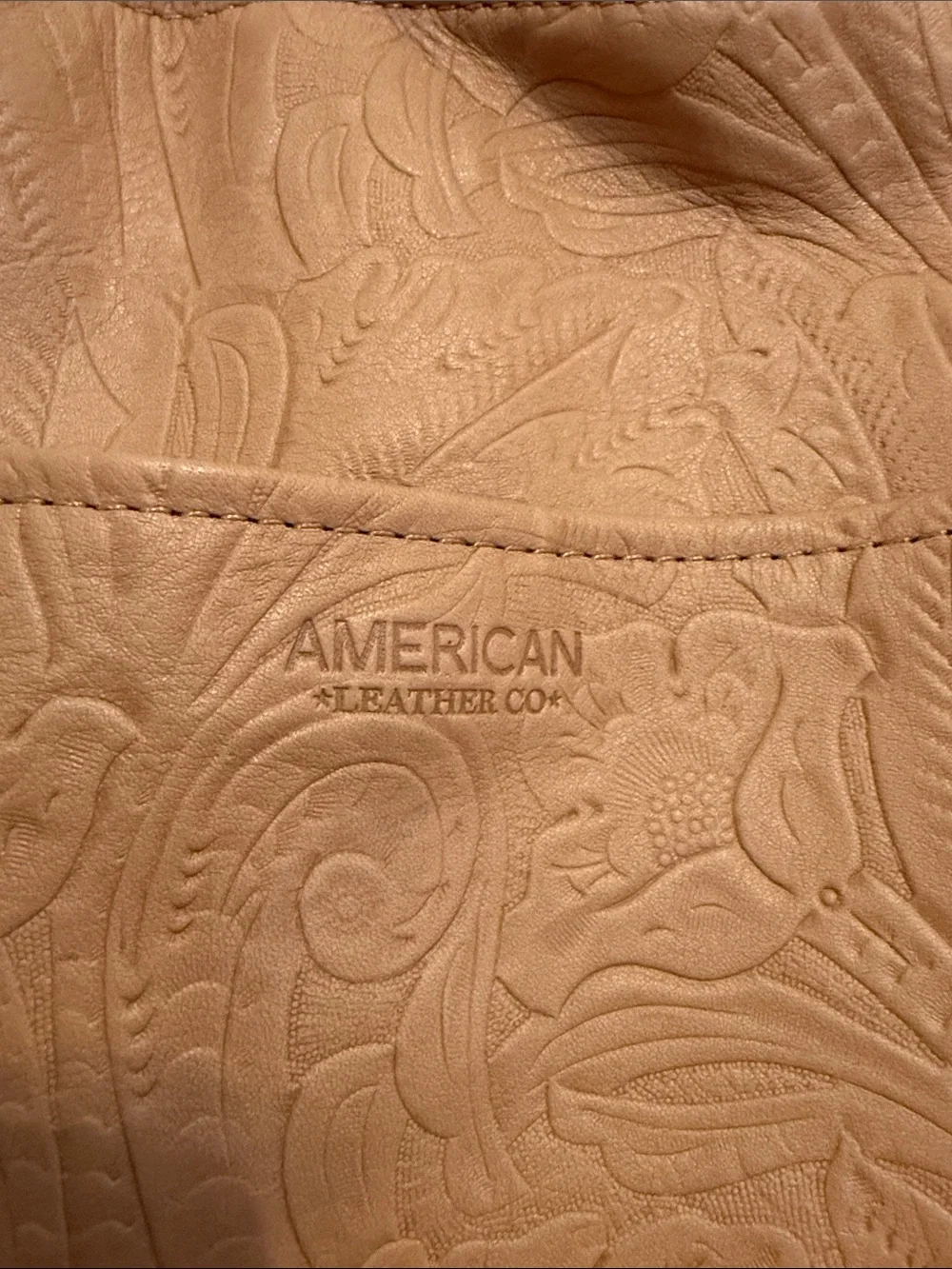 American Leather Co Austin Shoulder Bag-Tan Embossed + aftermarket strap
